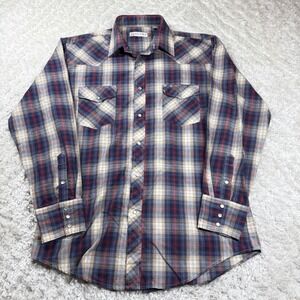 Roper Shirt Mens L Plaid Pearl Snap Western Rockabily Cowboy Rodeo Lumberjack